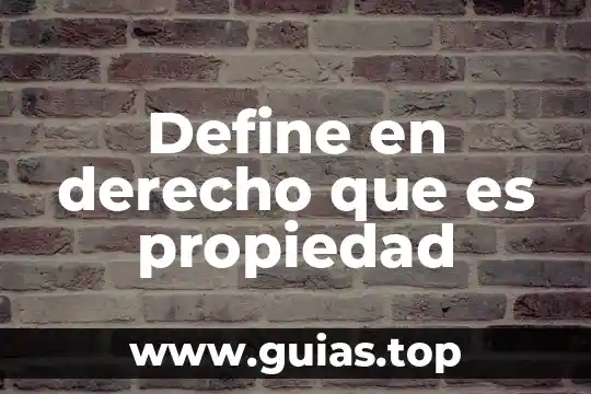 Que es la economía del derecho 7 Define en derecho que es propiedad