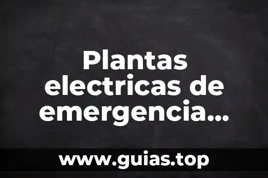 Que es una planta de emergencia y para que sirve 4 Plantas electricas de emergencia que es