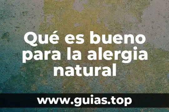 Que es lo bueno en filosofía 7 Qué es bueno para la alergia natural
