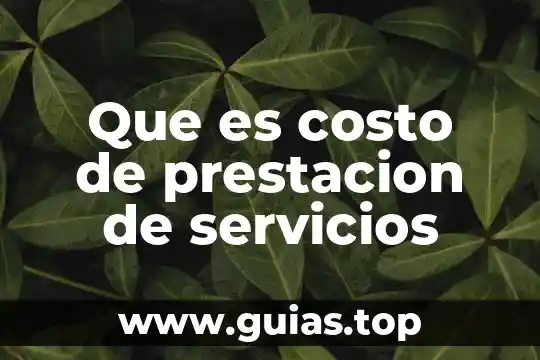Que es el costo el dinero 3 Que es costo de prestacion de servicios