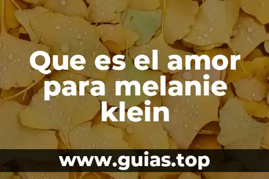 Qué es el amor de verdad 3 Que es el amor para melanie klein