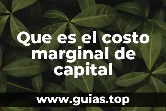Comunidad marginal que es 8 Que es el costo marginal de capital