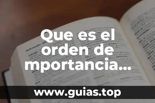 Que es orden de planta 8 Que es el orden de mportancia economica