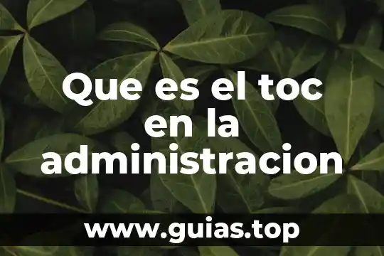 Una conclusión que es la nación 8 Que es el toc en la administracion