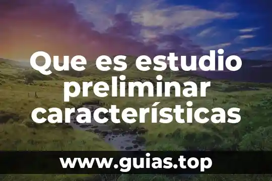 Qué es un estudio preliminar de un proyecto 4 Que es estudio preliminar características
