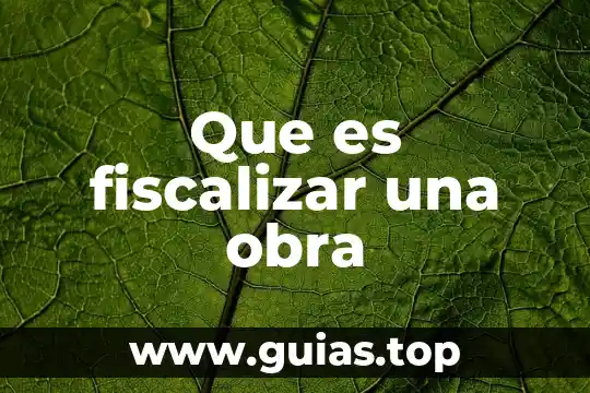 Que es una obra federal y obra publica 3 Que es fiscalizar una obra