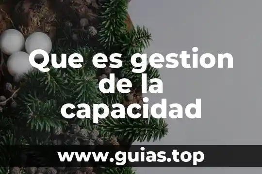 Que es gestion convencional 4 Que es gestion de la capacidad