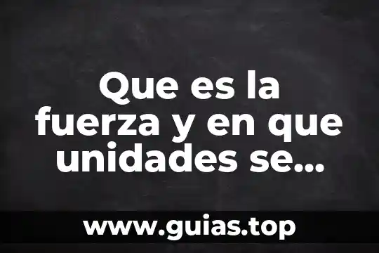 Que es el valor de unidades del sistema internacional 3 Que es la fuerza y en que unidades se expresa