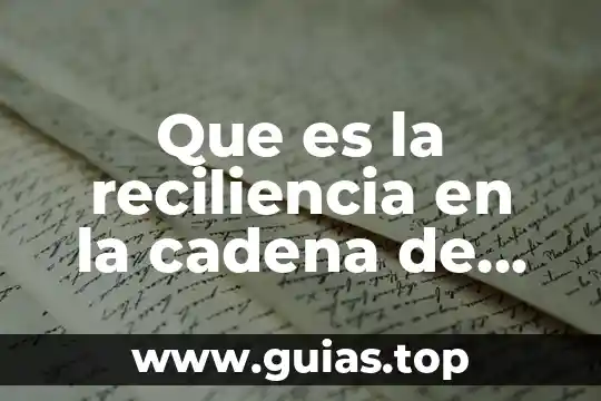 Que es suministro y sanemiento de agua 3 Que es la reciliencia en la cadena de suministro efectiva