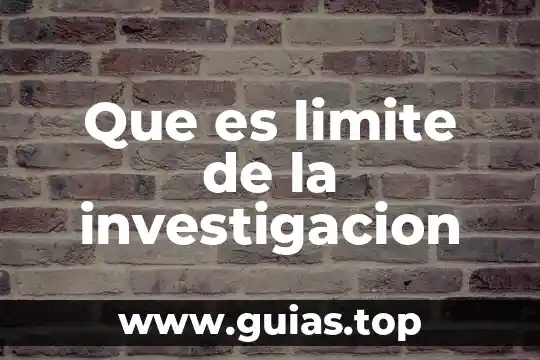 Investigación ux que es 7 Que es limite de la investigacion