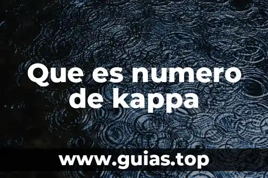 Qué es el número de apertura 8 Que es numero de kappa
