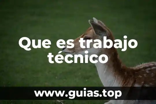 Que es el trabajo para el ser humano 6 Que es trabajo técnico