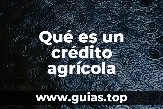 Que es un tecnico en produccin agricola 6 Qué es un crédito agrícola