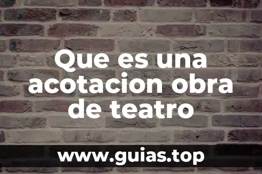Tipo de obra que es bajo la misma estrella 4 Que es una acotacion obra de teatro