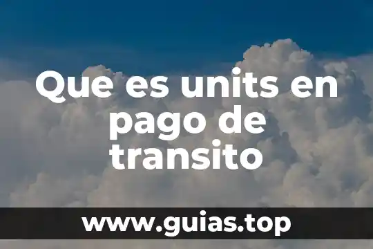 Que es lo que hace un transito 4 Que es units en pago de transito