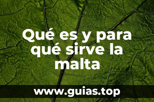 Qué es la sangre y para qué sirve 3 Qué es y para qué sirve la malta